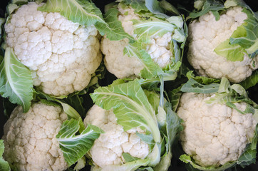 Ecological cauliflower seen from above
