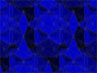 Spider Net Line Geometric Blue Kaleidoscope Vector