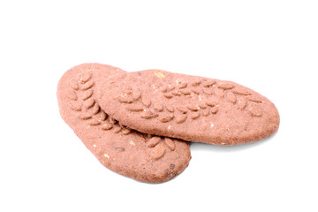 Biscuit with grain and chocolate isolated on white background