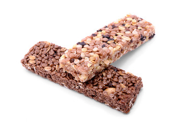 Granola bar isolates on a white background