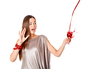 Girl with a sprayed wine
