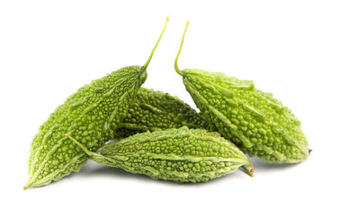 Bitter cucumber, herbal plant isolated on white background.