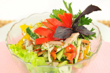 Lettuce, thinly sliced ​​beautifully. Menu.