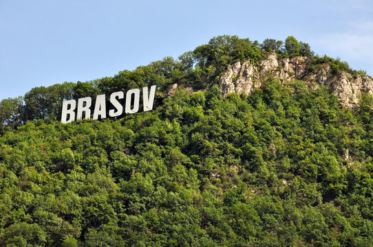 The name of the Brasov city in Romania in volumetric letters