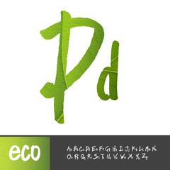 Letter D, Uppercase And Lowercase Variants. Green leaf textured