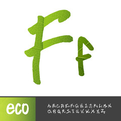 Letter F, Uppercase And Lowercase Variants. Green leaf textured