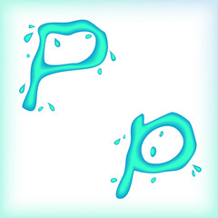 Liquid alphabet. Fluid letters, digits and signs.