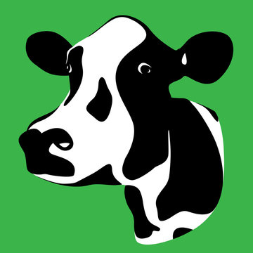 a cow head silhouette on a green background