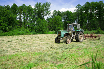 stary traktor na łące