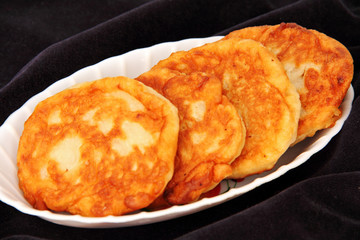 pancakes on a platter.