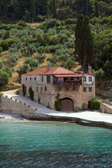 Fototapeta na wymiar Christian shrine by the sea on Mount Athos