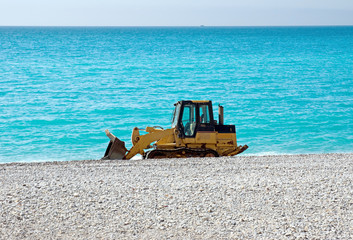 Bulldozer on the beach