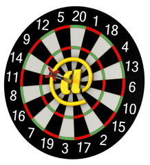 Доска дартс с символом электронной почты и дротиком