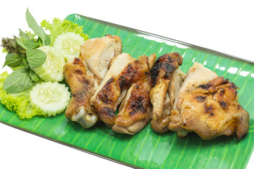 roasted chicken on white background