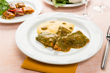 Luccio in salsa saporita e polenta