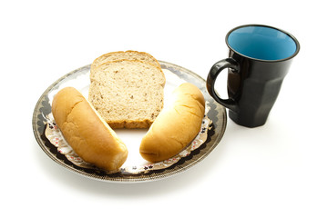 Frühstück Teller mit Kaffeetasse