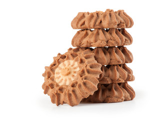 Chocolate cookies isolated on white background