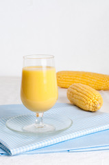 Glass of fresh corn milk.