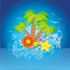 Hintergrund mit Palmen und Meer