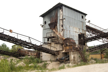 Old abandoned industrial facility for gravel sorting