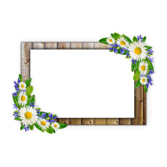 Wooden frame with wild flowers