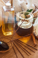 Spa still life in relaxing spa setting.