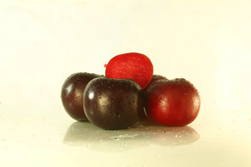 plum in white background