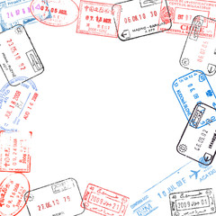 frame from passport visa stamps