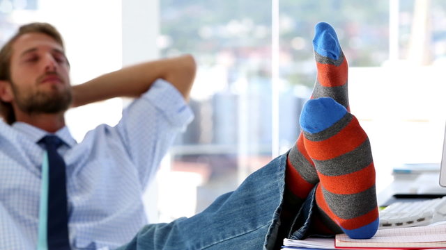 Businessman sleeping at work