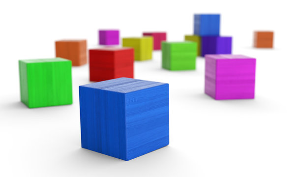 Baukl&ouml;tze bunt verteilt