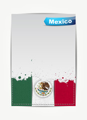 Stitched Mexico flag with grunge paper frame for your text.