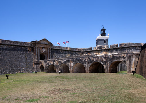 El Morro Fort entrance and lighthouse in San Juan