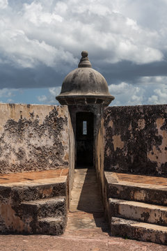 clouds form above Watch Tower  at El Morrow in San Juan