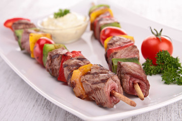 grilled meat and vegetables