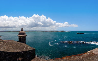 clouds form above Watch Tower  at El Morrow in San Juan