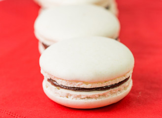 French vanilla macarons with chocolate buttercream fillings