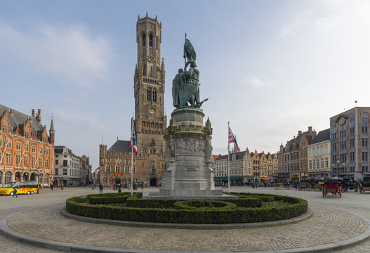 Grote Markt in Bruges, Belgium.