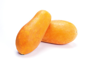 ripen papaya on white background