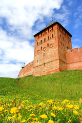 Tower of Novgorod Kremlin in Veliky Novgorod, Russia
