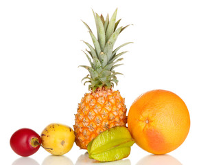 Composition of exotic fruits isolated on white