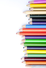 Color Pencils on Isolated White Background