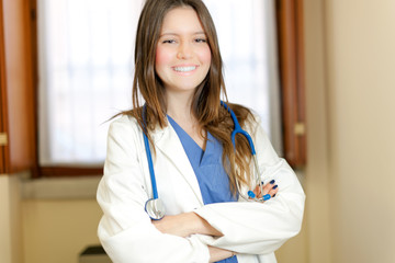 Young female doctor in his studio