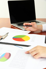 Close up of business people hands during teamwork