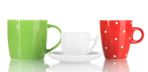 Cups of coffee isolated on white