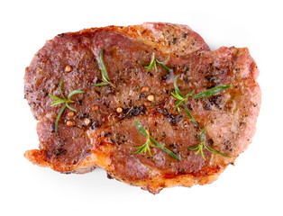 Grilled steak meat with herb marinade