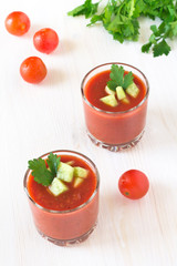Fresh tomato gazpacho soup