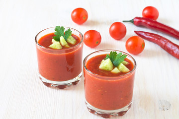 Fresh tomato gazpacho soup