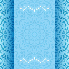 Invitation card with blue flowers - vector illustration