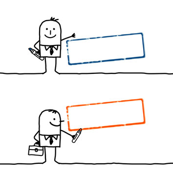 men & blank labels