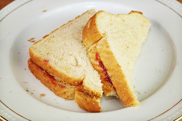 Peanut Butter and Jelly Sandwich on Plate